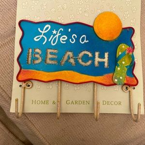 Wall Hook for keys. Life’s A Beach key hooks for Entryway, kitchen, hallway etc.